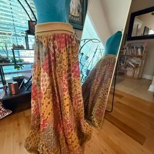 Boho Patchwork Maxi Skirt with Pocket - Gypsy Rose (Free Size)
